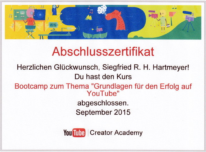 Zertifikat Creator Academy September 2015